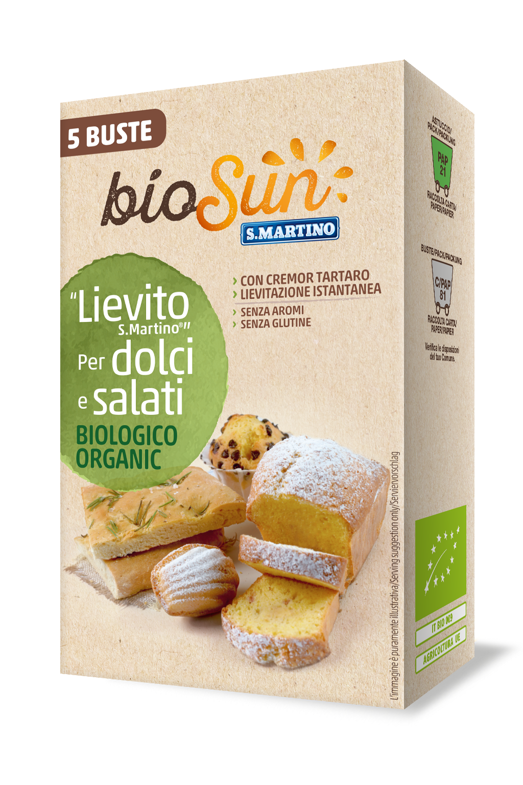 Lievito Bio per dolci e salati 5 buste 80g